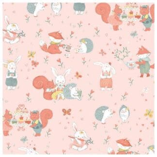 Woodland Critters Allover - Pink