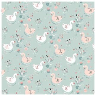 Multi Coloured Swans - Aqua