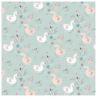Multi Coloured Swans - Aqua