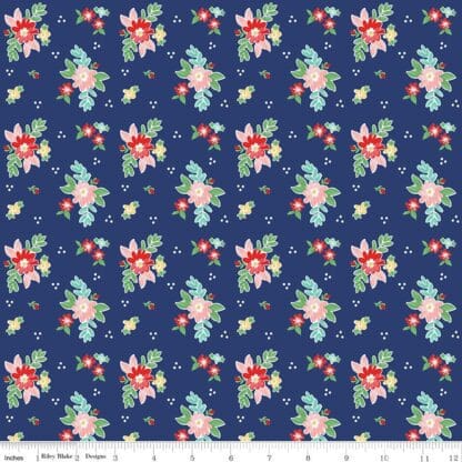 Quilt Fair - Floral - Navy