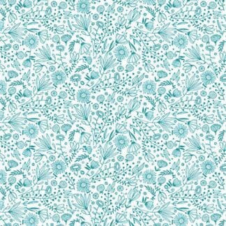 It’s Raining Cats & Dogs - Whisp Flowers - Teal
