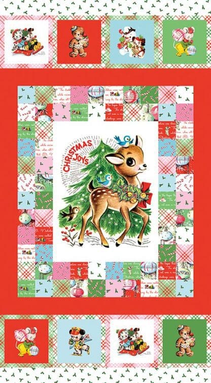 is from a lovely range by Riley Blake Designs featuring Christmas animals, candy canes and writing.