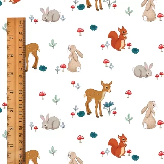 Belle & Boo - Forest Friends White Fabric
