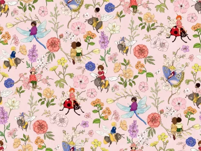 Belle & Boo - Secret Bug Garden Pink Fabric