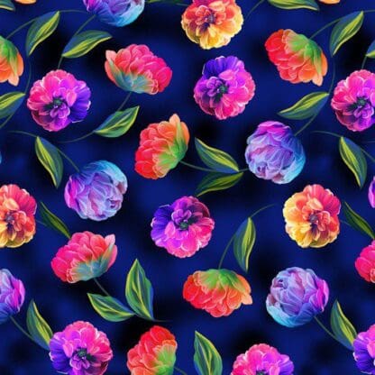 Luminous Blooms - Luminous Flowers - Navy