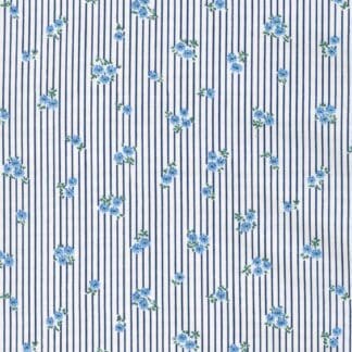 Petite Garden Blues - Floral Stripe - Sky Blue