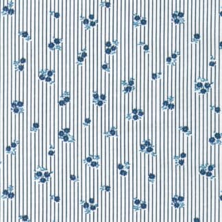 Petite Garden Blues - Floral Stripe - Navy