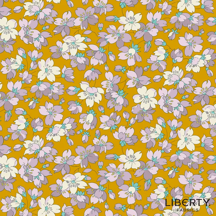 Heirloom (5) Spring - Floral Mustard Yellow - Liberty Cotton