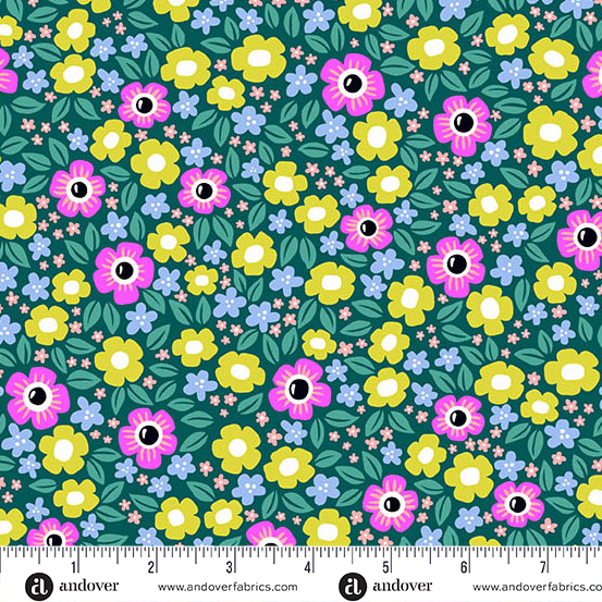 Ghostly Garden - Floral Fright - Teal