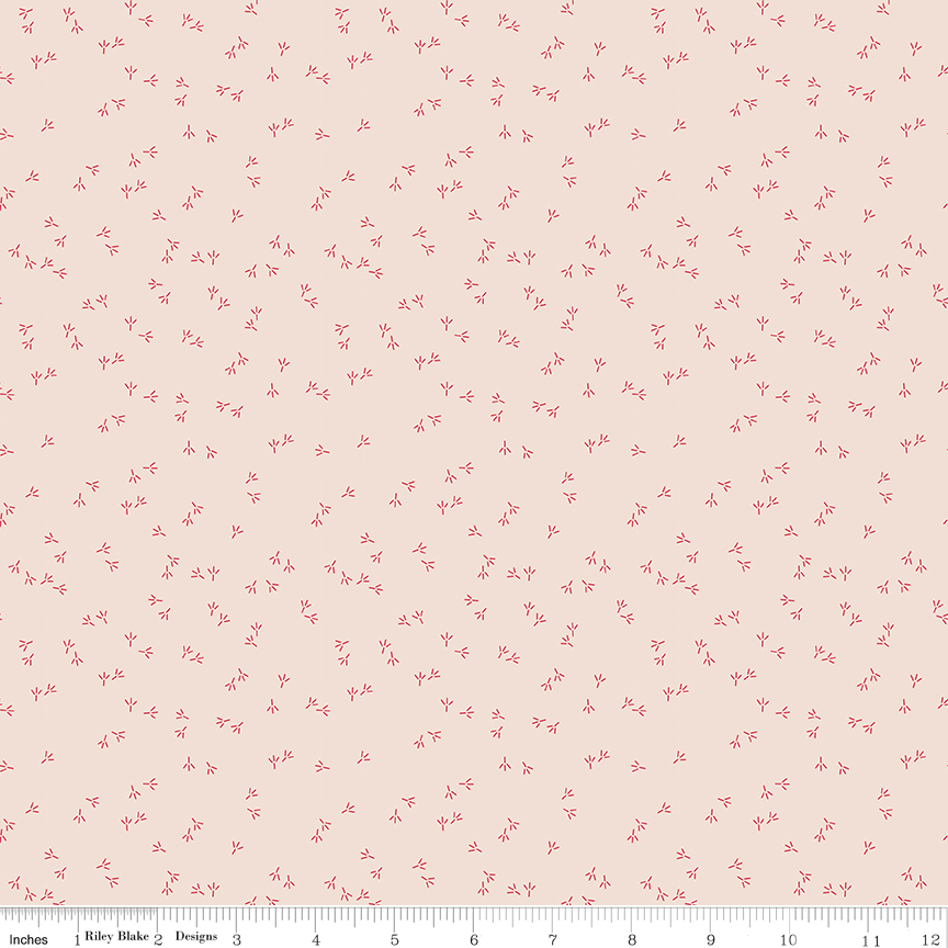 Farmer's Daughter - Chicken Tracks Background - Tea Rose