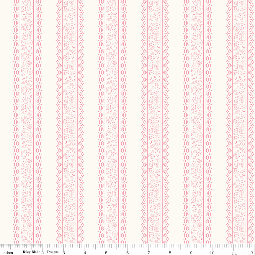 Sweet Pink - Floral Stripes - Cream