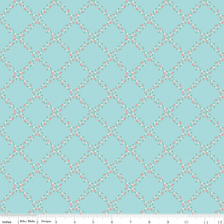Whimsical Woodland - Lattice - Aqua