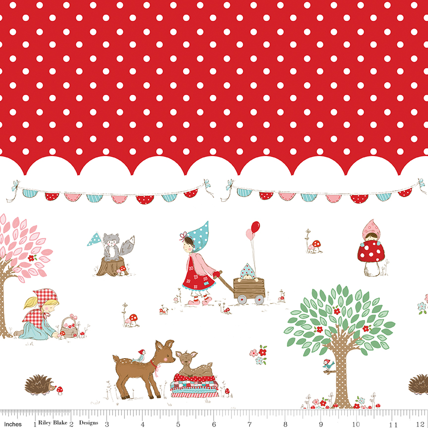 Whimsical Woodland - Border Print - Red